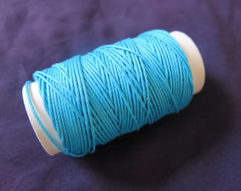 5m solide cordon coton peigné bleu turquoise 0,9 mm/fil de coton,cordon à bijoux,tour de cou,bricolage,blue cotton thread chord,hilo cañamo