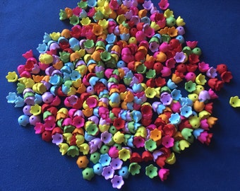 100 perles fleurs acrylique,assortiment multicolore,9x6mm,printemps,fabrication bijoux collier bracelet boucles d’oreilles