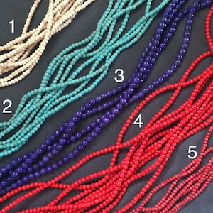 50 small round howlite stone beads, imitation turquoise, red turquoise separator, round beads, cuenta turca rojo redonda