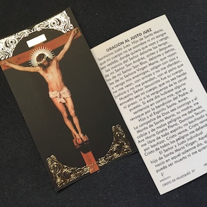 Cristo de Velázquez,tarjeta de oración,Jesús,oración al justo juez,Christ en croix,carte de prière,Jésus,Jesus prayer card