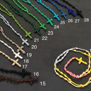 Rosary cross knot rosary, men's unisex long necklace, cruz oración, Mexican, Latin crucifix, wire cord, male, día de muertos image 3