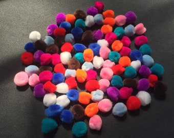 100 pompons 13mm,rond boule,multicolores,rouge violet orange marron rose bleu blanc,miao chine pérou,à coller coudre,bijoux,loisirs créatif