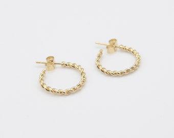 MADE TO ORDER / "Twist" Hoop Earrings - Mini / Twisted hoop earrings in gold-plated brass