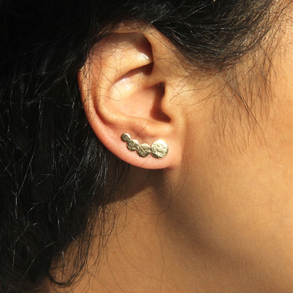 Ear Climber "Pleine Lune" / Boucles d'oreilles montantes en laiton doré à l'or fin