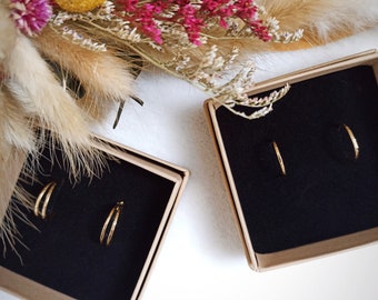 Mini hoop earrings in finely crafted brass with a fine gold finish - Single or Double