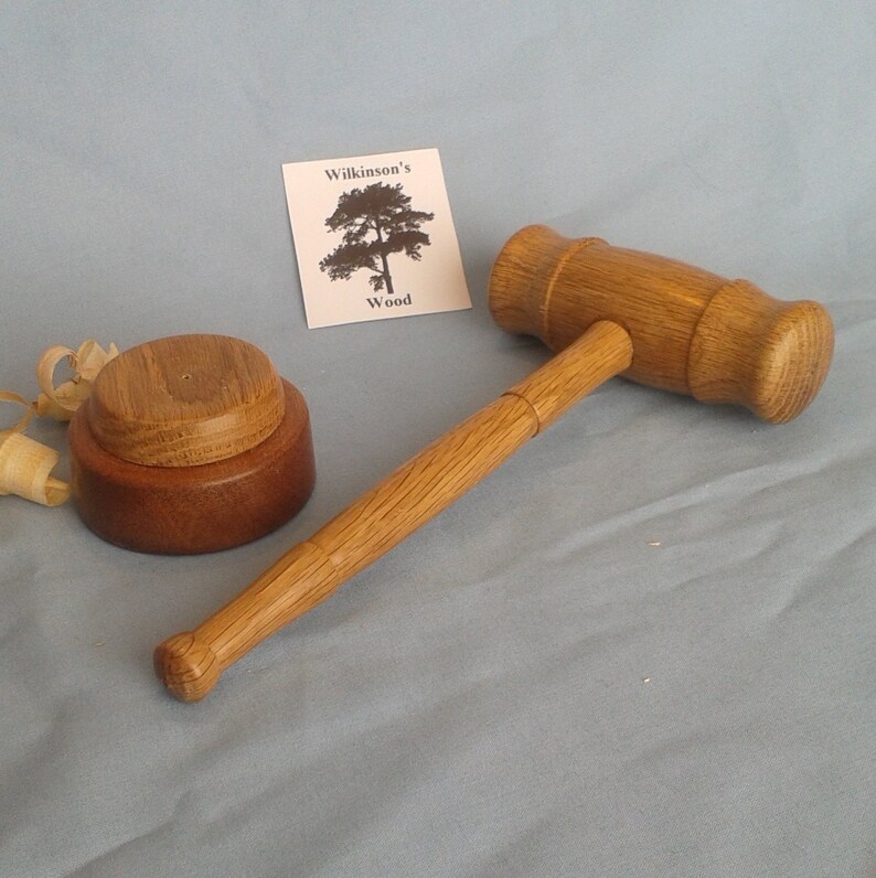 Oak Gavel and Base set Etsy