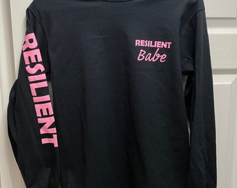 Oversized Resilient Babe Pink and Black Long sleeve | Womens graphic shirts | Gifts for her