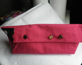 Pochette, kit in raspberry linen fabric