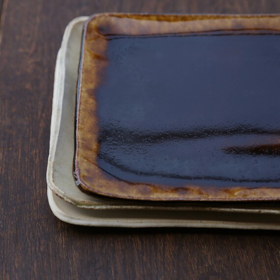 Handmade Rectangle Plate Dinnerware Japanese Pottery Ceramics Etsy