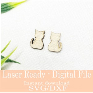 EARRINGS SVG - Digital Earring file -Downloadable - Glowforge - K40 Laser - DIY - Glowforge made - Svg & Dxf File - Cat