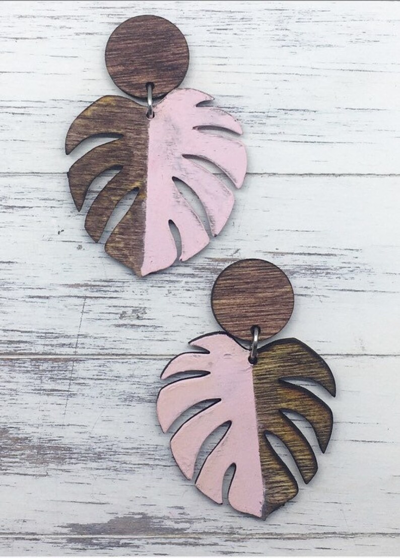 Download EARRINGS SVG 3 Sets of earrings MONSTERA Leaf Digital | Etsy