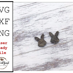 EARRINGS SVG, Digital Earrings, Small earring stud BUNNY head  Downloadable, Glowforge, K40 Laser