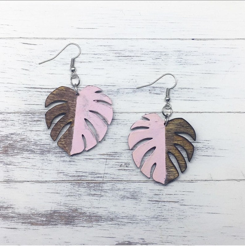 Download EARRINGS SVG 3 Sets of earrings MONSTERA Leaf Digital | Etsy