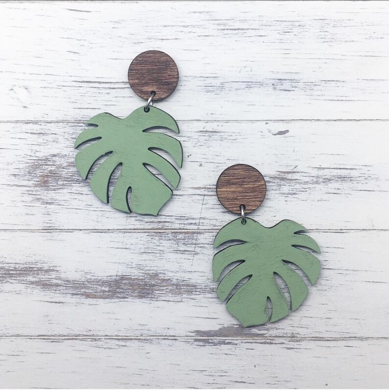 Download EARRINGS SVG 3 Sets of earrings MONSTERA Leaf Digital | Etsy