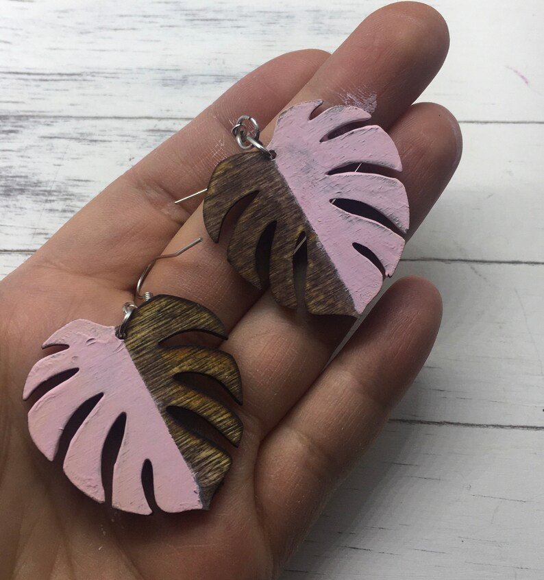 Download EARRINGS SVG 3 Sets of earrings MONSTERA Leaf Digital | Etsy