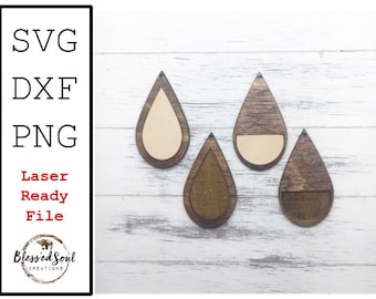 EARRINGS SVG, Teardrop inlay ! Digital Earrings file, Teardrop collection, Downloadable, Glowforge, K40 Laser, leather inlays, resin inlays