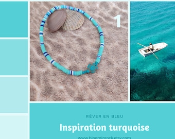 Surfer Necklace beach Necklace Heishi Choker Rainbow Heishi Necklace trendy Hawaiian Boho surfer necklace turtle sea jewelry gift men women