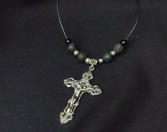 Collier avec pendentif croix pour homme croix chrétienne gravée collier cuir croix acier inoxydable idée cadeau tendance hommes anniversaire