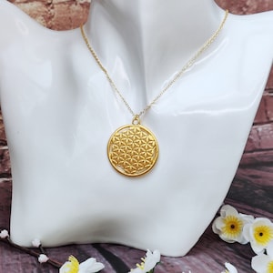 Flower of life necklace gold filled sacred geometry pendant flower pendant yoga jewellery spiritual jewelry seed of life flower gift women