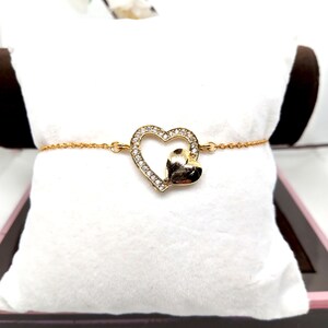 Bracelet cœurs entrelacés plaqué or et oxydes de zirconium bracelet double coeur d'or bijoux amour infini fiancée femme cadeau anniversaire image 8