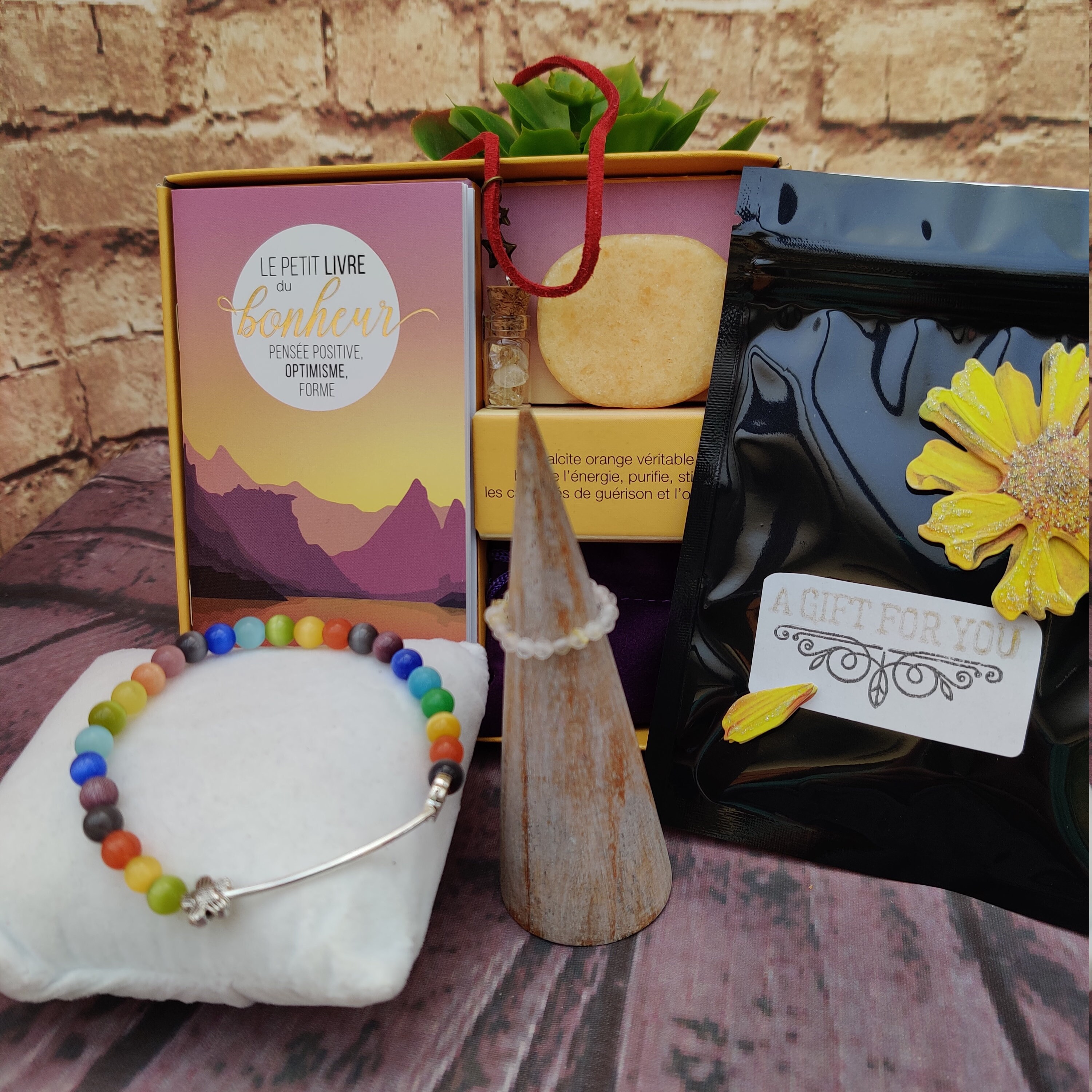 Kit Lithothérapie Bonheur Feel Good Coffret Chakra Sacré Cadeau Fête Des Mères Anniversaire Pierre d