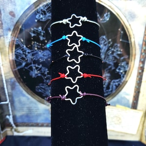 Silver star leather bracelet star charm bracelet genuine leather handmade gift silver star charm wish star bracelet thin string leather cord