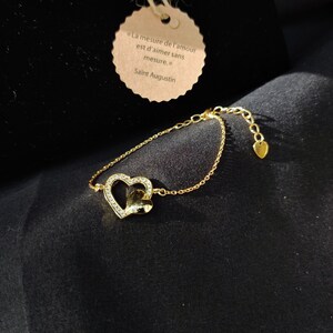 Gold double heart bracelet two heart bracelet dainty zircon heart link bracelet interlocking hearts bracelet bridal shower gift wedding gift