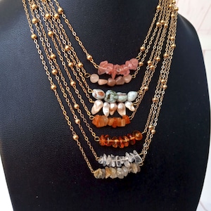 Larimar bar crystal necklace healing crystals larimar stone on fine gold plated necklace natural larimar necklace raw gemstone necklace