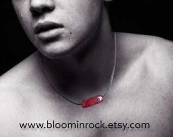 Ras de cou cornaline hommes cuir collier cordon simple ajustable unisexe collier pendentif cornaline bijou surfeur collier corde perle rouge