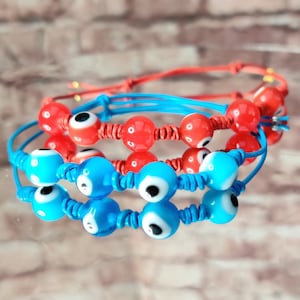 Evil eye bracelet red string bracelet simple jewelry minimalist lucky bracelet unisex adjustable stacking spiritual buddhist kabbalah