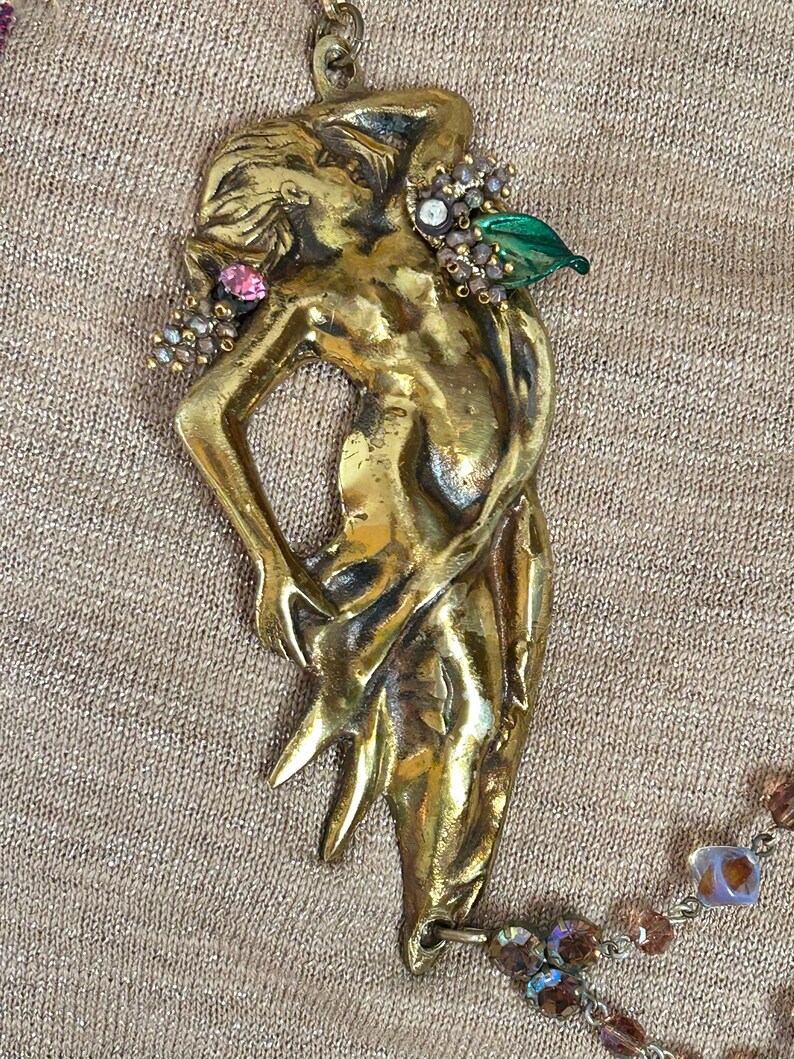 Collier vintage décalé art nouveau la sirène image 7