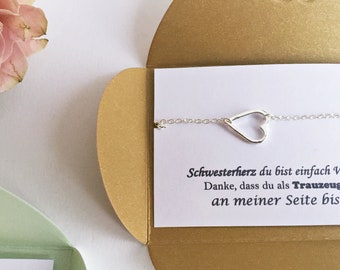 Regalo de la hermana: Regalo de mujer novios con corazón, corazón de la hermana usted es sólo WOW, pulsera de plata