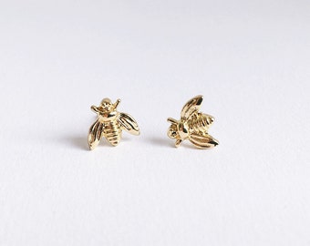 Ohrstecker gold Bienen Ohrringe, Biene, Tier, bee earring (auch in silber oder roségold vorhanden)