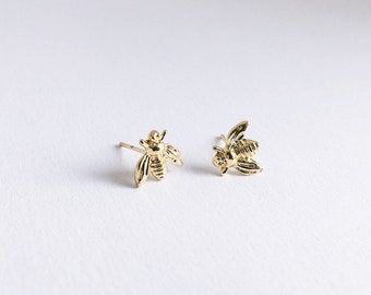 Ohrstecker gold Bienen Ohrringe, Biene, Tier, bee earring (auch in silber oder roségold vorhanden)