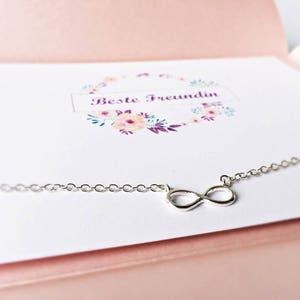 Beste Freundin Geschenk Karte mit Infinity Kette in silber, Geburtstagsgeschenk für deine Liebsten Bild 1