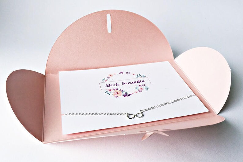 Beste Freundin Geschenk Karte mit Infinity Kette in silber, Geburtstagsgeschenk für deine Liebsten Bild 6