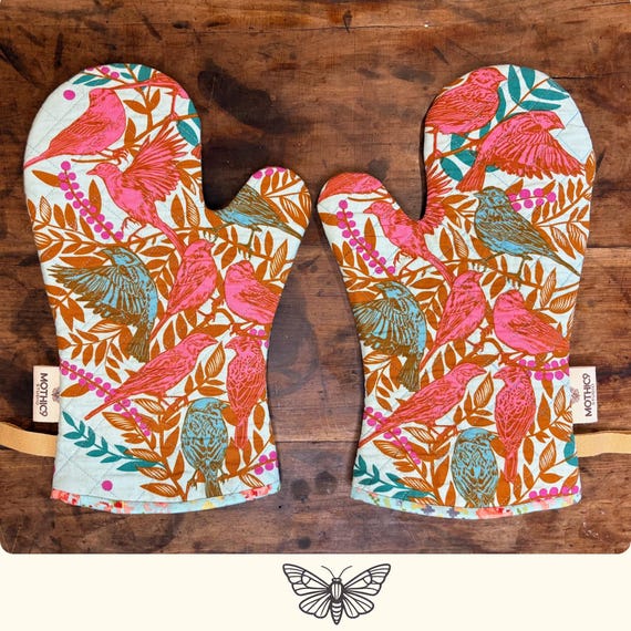Handmade Oven Mitt Set – Quilted, Insul-Fleece Lined, Pop Lining, Hand-Finished, Artisanal, Functional, Quality, Unique Gift Giving OM8