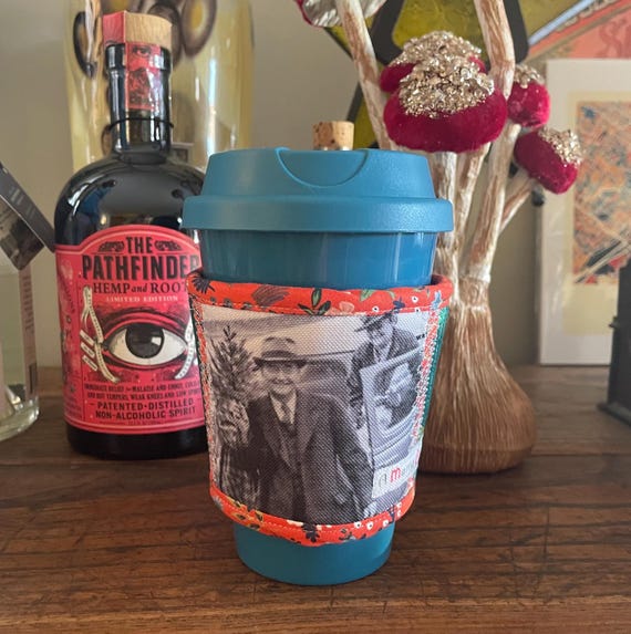 Nostalgic-Inspired Quilted Holiday Coffee Cozy - Eco-Friendly Recycled Fabric - Heat Reflective - Unique Gift Idea - Original Design CC3