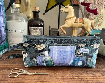 Handmade Recycled Zipper Pouch - Upcycled Fabric Makeup Bag - Eco-Friendly Purse -Sustainable Gift - Small Travel Pouch Unique Gift SWB 3