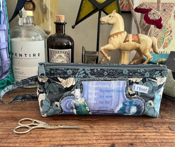 Handmade Recycled Zipper Pouch - Upcycled Fabric Makeup Bag - Eco-Friendly Purse -Sustainable Gift - Small Travel Pouch Unique Gift SWB 3