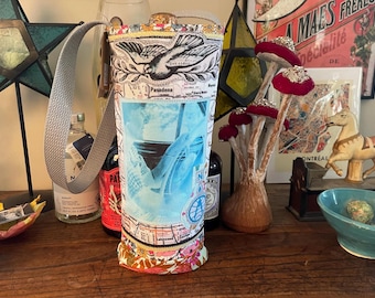 Insulated Wine Tote - Water Bottle Carrier  Vintage-Inspired, Eco-Friendly Gift, Recycled Wine Bag for Picnics, Travel & Gatherings IWT3