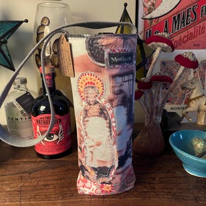 Graceful Lady Wine Tote  - original design printed on fabric made with recycled plastic bottles WT1