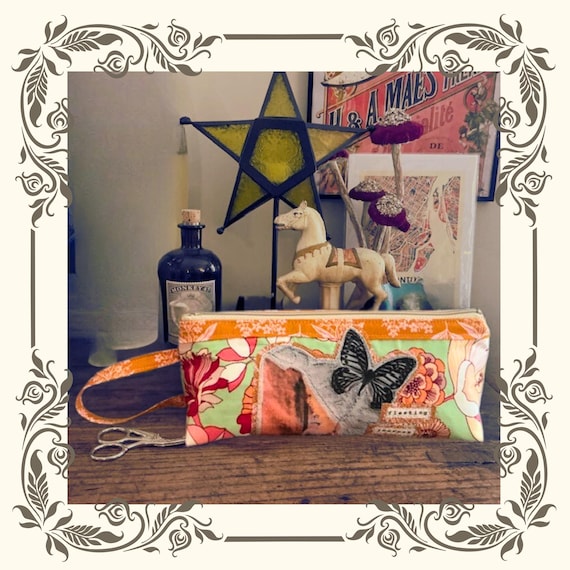Handmade Recycled Zipper Pouch - Upcycled Fabric Makeup Bag - Eco-Friendly Purse -Sustainable Gift - Small Travel Pouch - Unique SWB 1