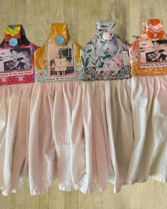Quilted Kitchen Towel: Vintage-Inspired Recycled Fabric, Organic Cotton. KT 6