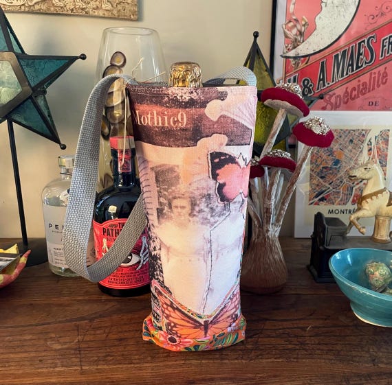 Insulated Wine Tote - Bottle Carrier – Vintage-Inspired, Eco-Friendly Gift, Recycled Wine Bag for Picnics, Travel & Gatherings IWT 13