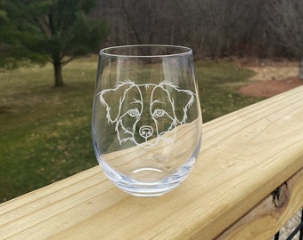 Custom Pet Head Beer Or Wine Glasses + FREE Pet Head Decal | Custom Drawn Pet Drinking Glass | Custom Pet Decal