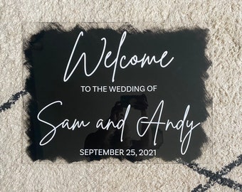 Custom Painted Wedding Welcome Sign | Bridal/Baby Shower Sign | Vinyl Decal Calligraphy For Wedding Decoration | Plexiglass/Acrylic