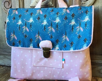 cartable maternelle fille personnalisé strass et pois