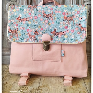 Cartable maternelle tissu petites fleurs Bambi