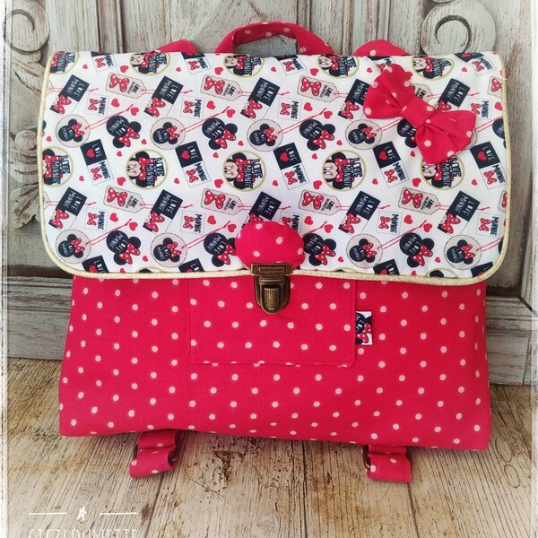 Cartable maternelle fille tissu Minnie